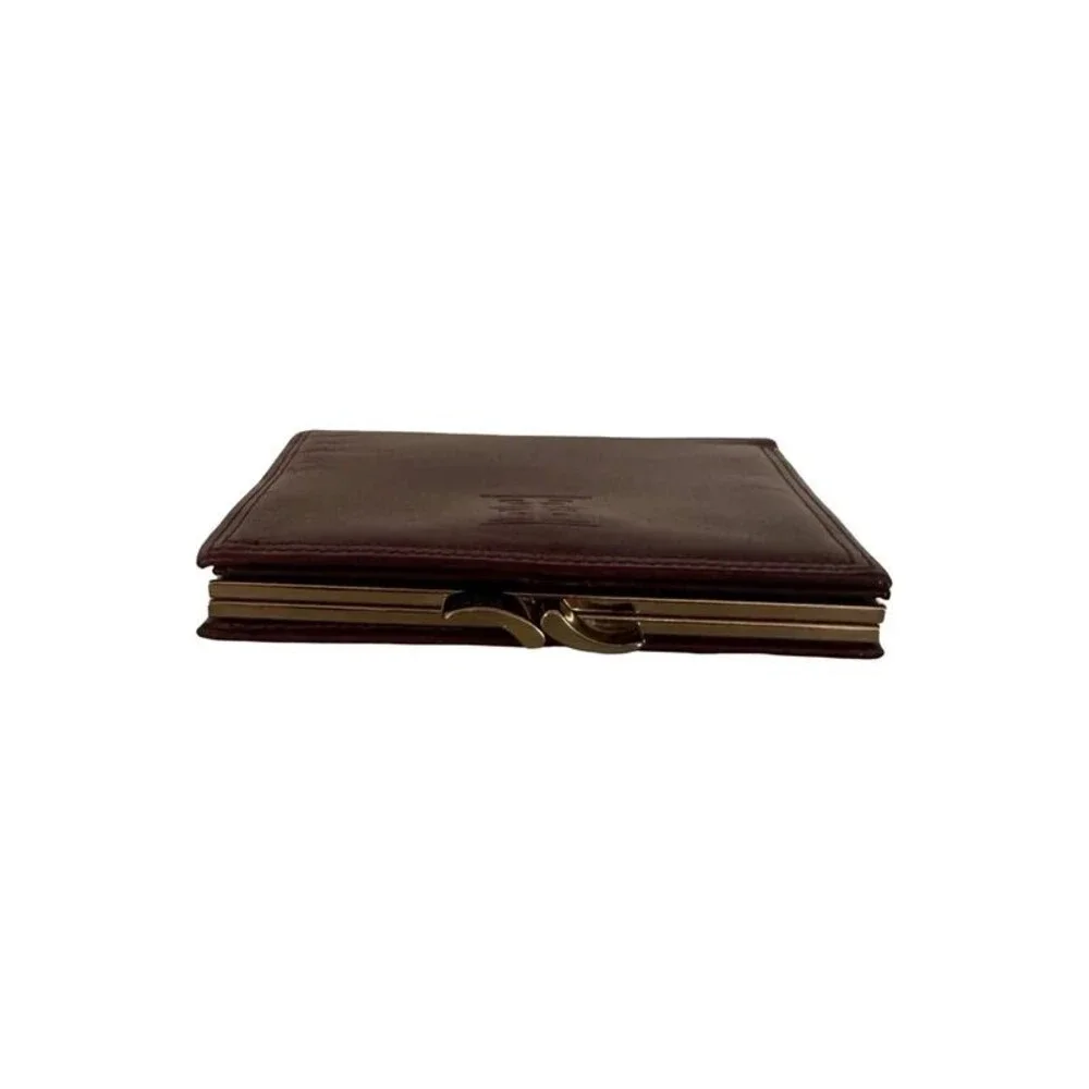 Givenchy Burgundy Leather 4G Logo Kiss-Lock Compact Wallet